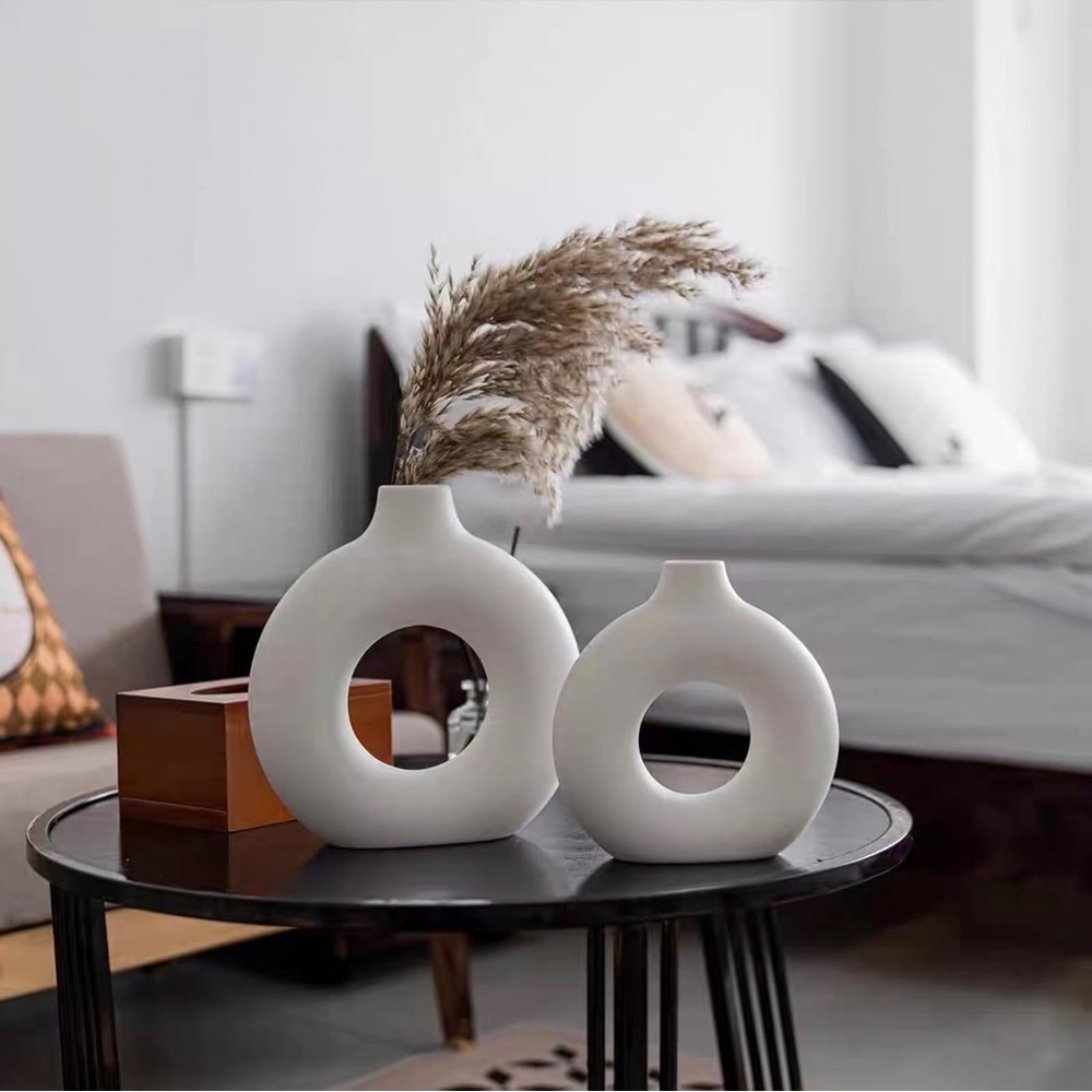 Modern White Ceramic Vase Set